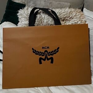 MCM Tan Shopper Bag with Black Handles